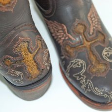 画像6: 【23.5】 本牛革クロスインレイ刺繍ウエスタンブーツ  商品番号 JV00206-235 (6)